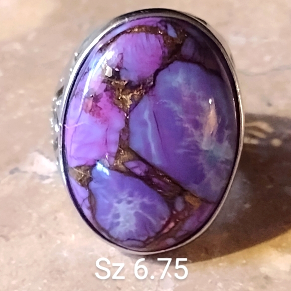 Sterling Jewelry - Sterling silver filigree ring with purple Mojave type turquoise stone si…